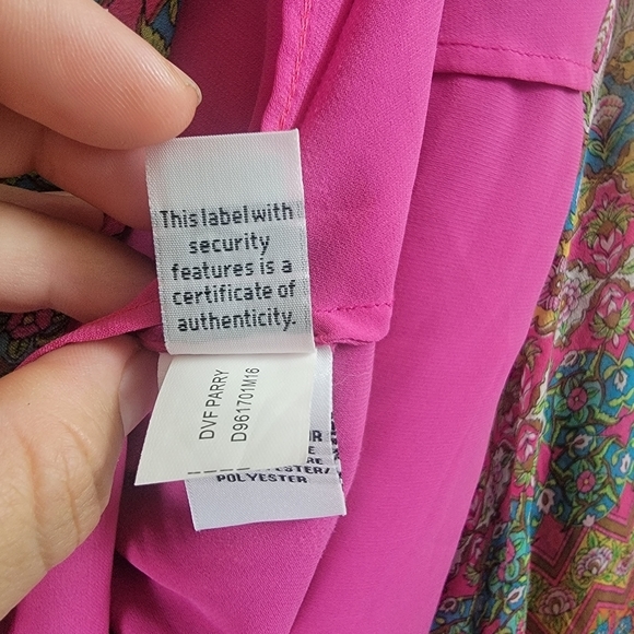 Diane von‎ Furstenberg Parry Dress Women 4 Pink Silk Geometric Floral Mini Boho - Picture 11 of 15